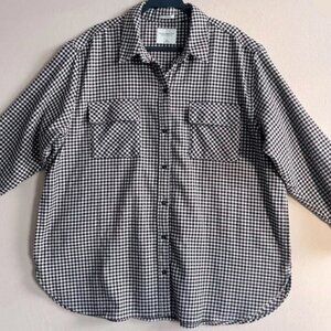 WOMEN'S ABERCROMBIE & FITCH OVERSIZED FLANNEL CHECK PLAID BUTTON-DOWN SHIRT-  XL